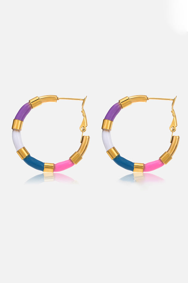 Simple Geometric Color Circle Earrings