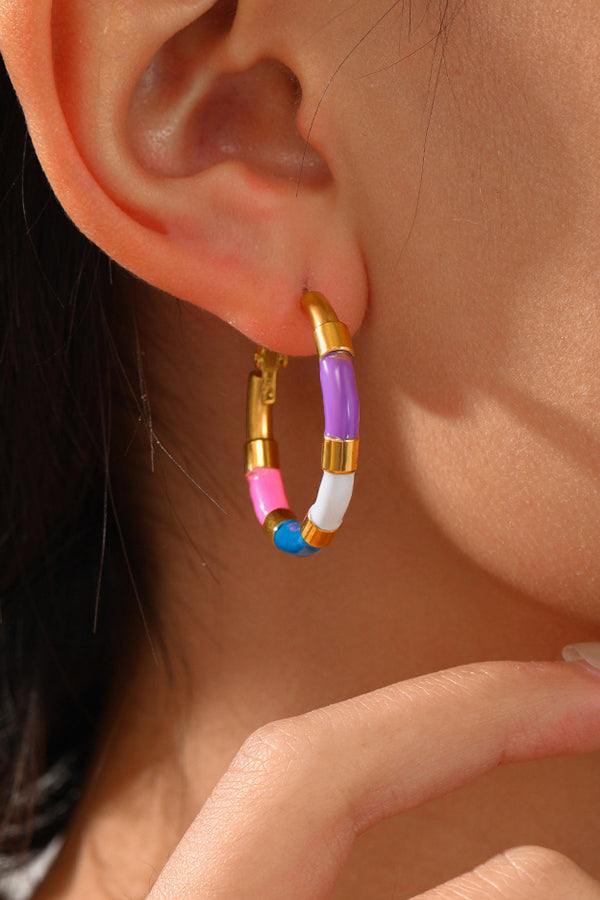 Simple Geometric Color Circle Earrings