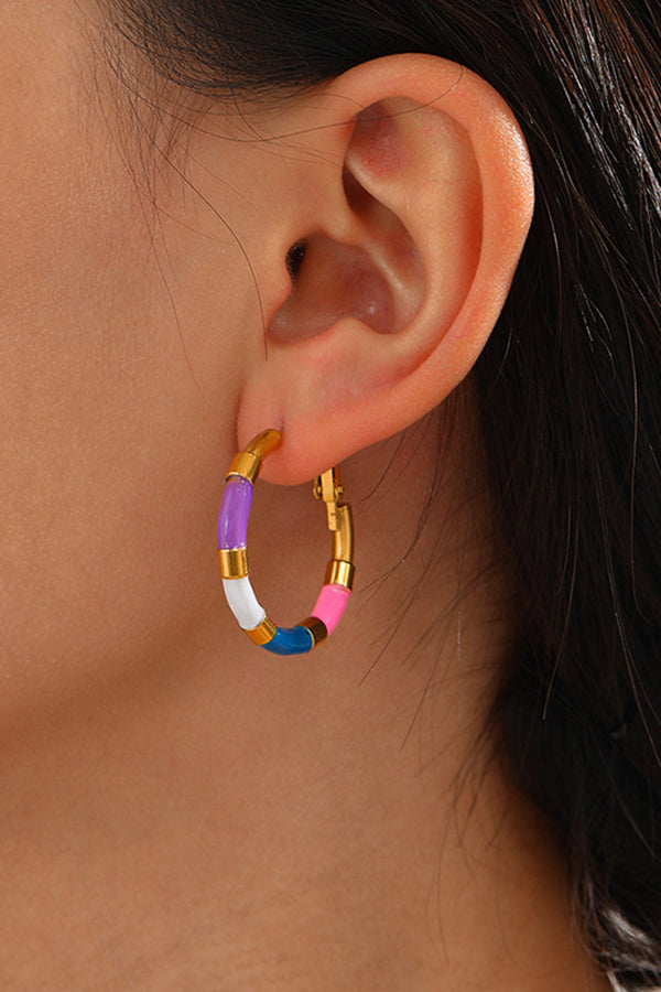 Simple Geometric Color Circle Earrings