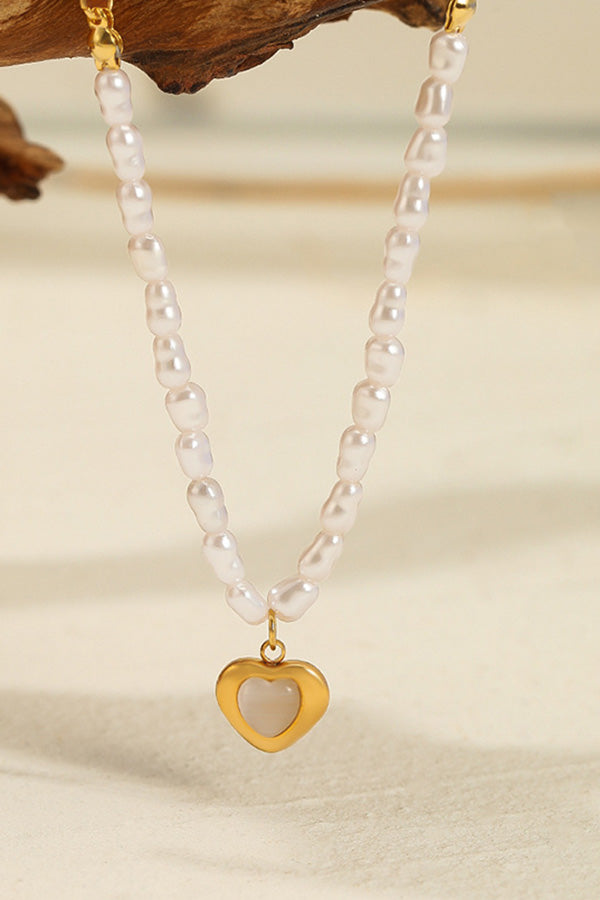 Elegant Pearl Heart Pendant Necklace