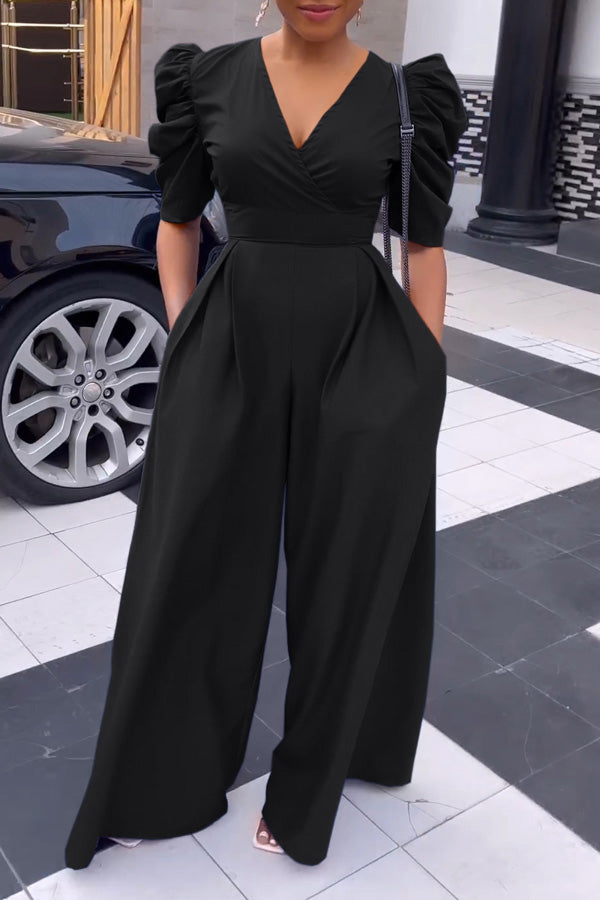 Puff Sleeve wide-leg Jumpsuit