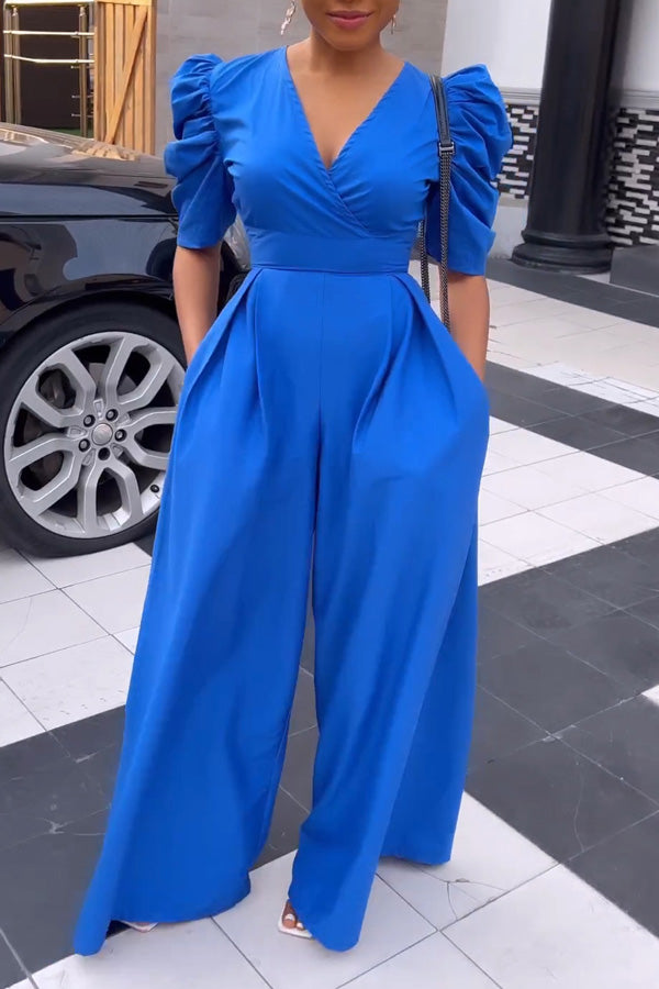 Puff Sleeve wide-leg Jumpsuit