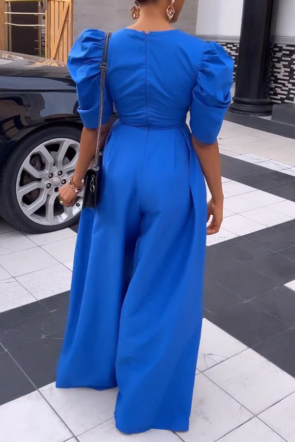 Puff Sleeve wide-leg Jumpsuit