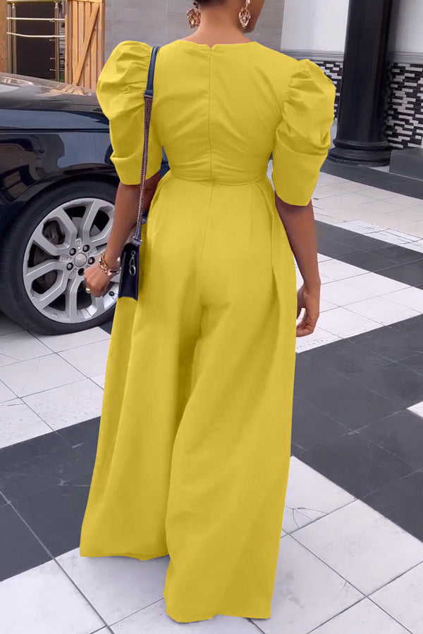 Puff Sleeve wide-leg Jumpsuit