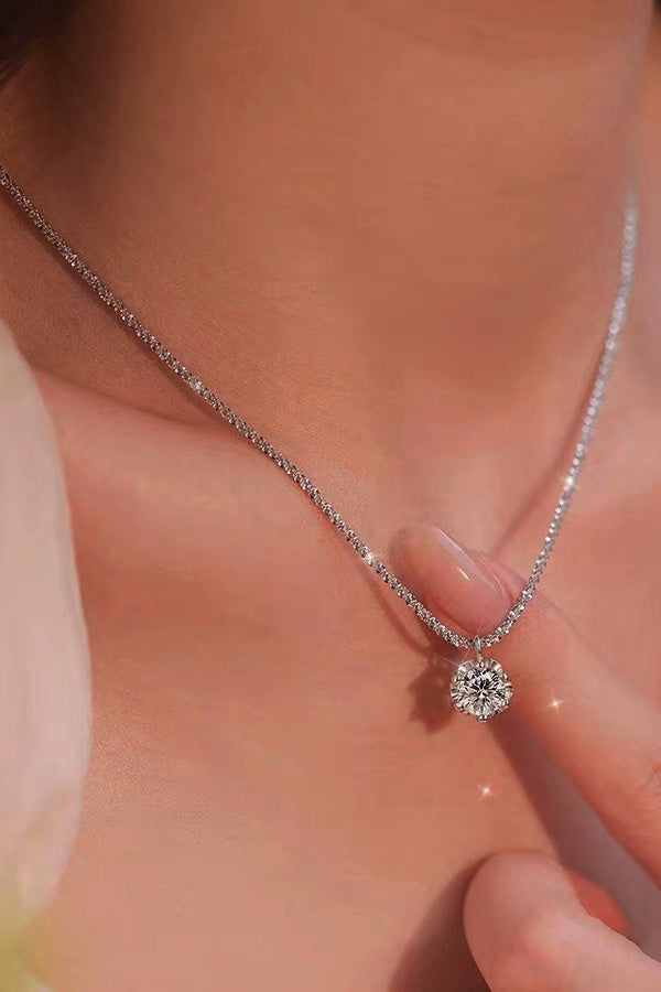 Six Prong Zircon Clavicle Necklace