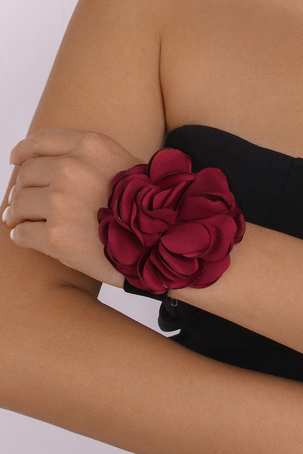 Romantic Flocking Cloth Rose Bracelet