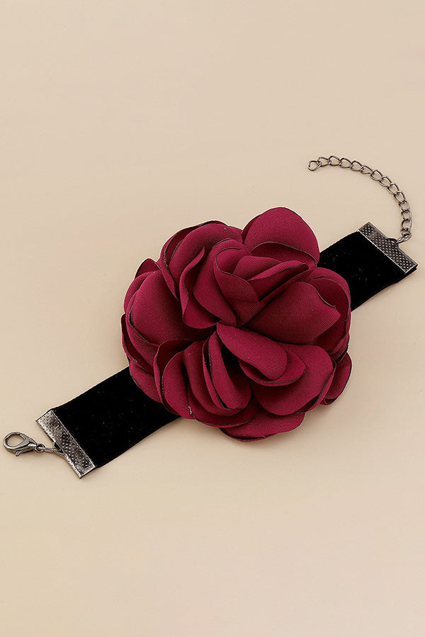 Romantic Flocking Cloth Rose Bracelet